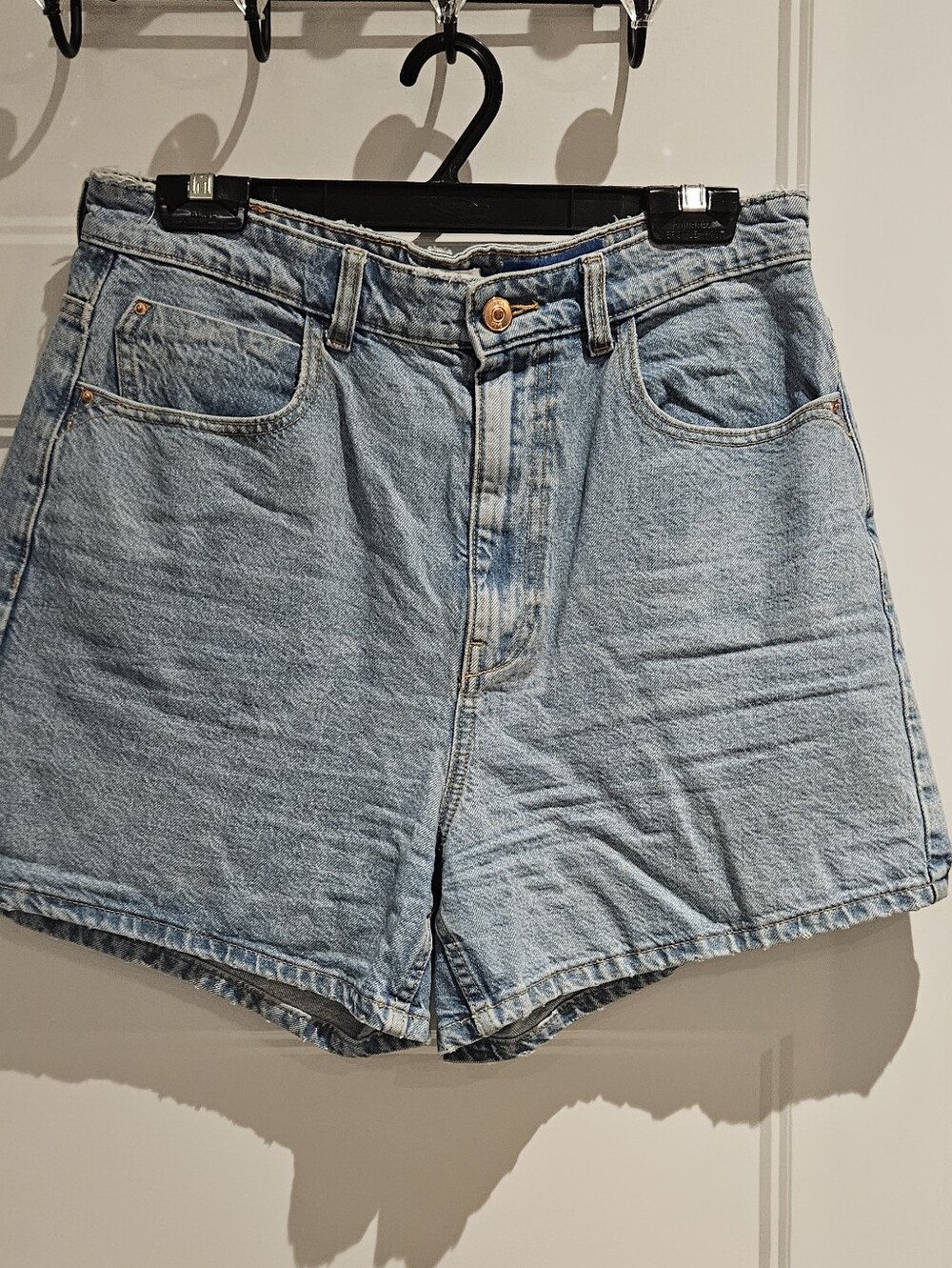 Zara Light Wash High-Waist Denim Shorts